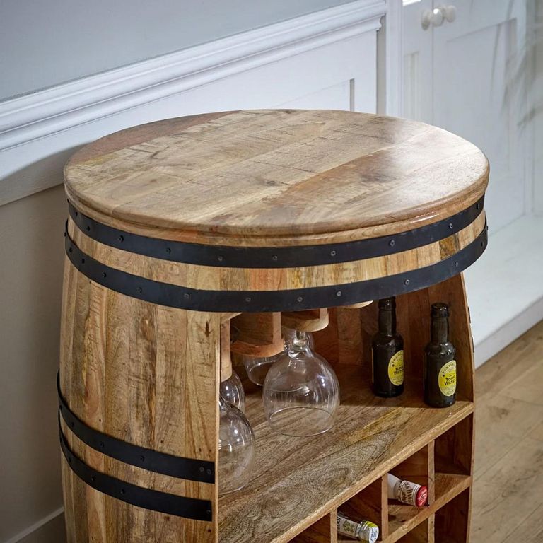 Surrey Wine Cabinet - Barrel - Solid Mango Wood