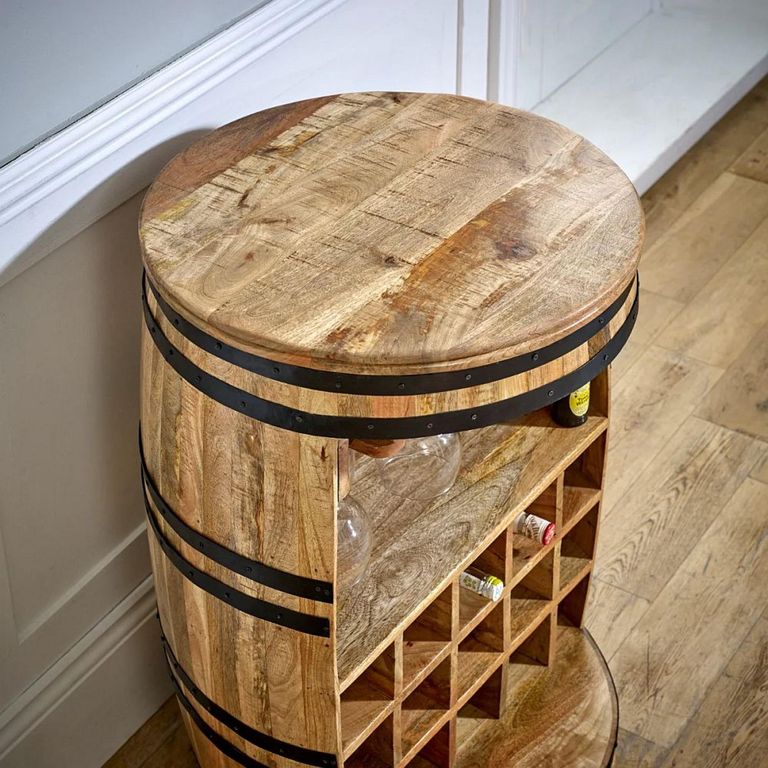 Surrey Wine Cabinet - Barrel - Solid Mango Wood