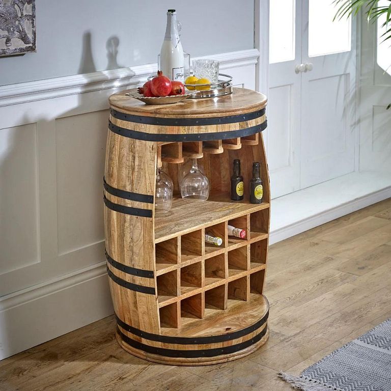 Surrey Wine Cabinet - Barrel - Solid Mango Wood