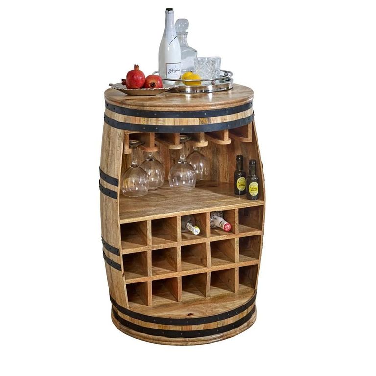 Surrey Wine Cabinet - Barrel - Solid Mango Wood
