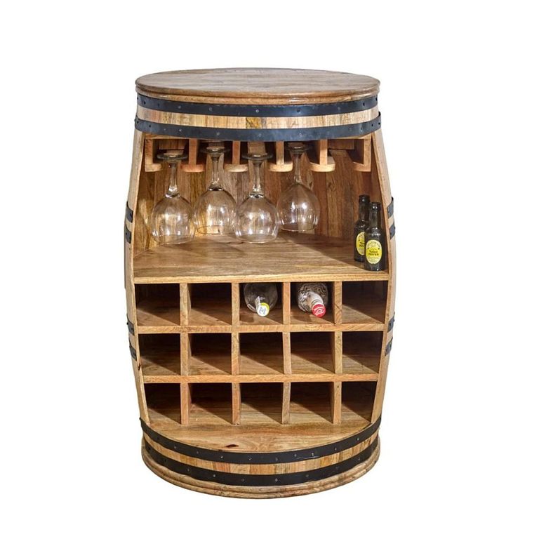 Surrey Wine Cabinet - Barrel - Solid Mango Wood