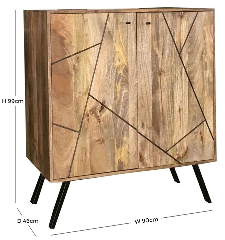 Amar Mango Wood Wine Rack with Geometric Pattern