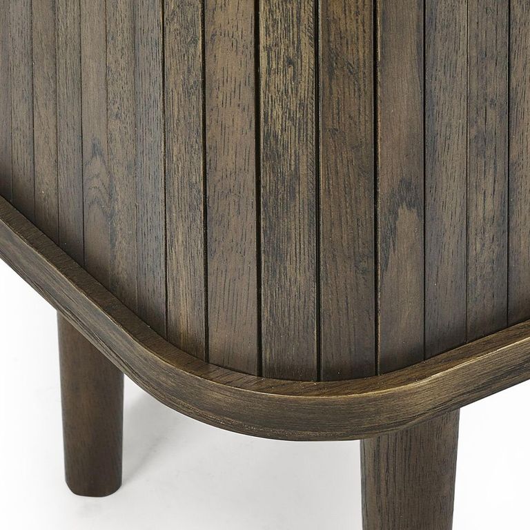 Arya Ribbed Dark Oak Wine Cabinet - 2 Door