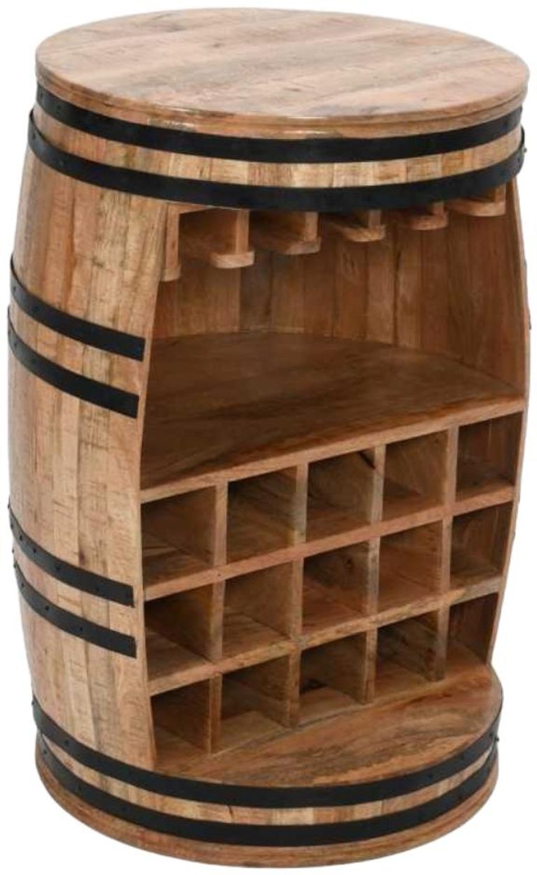 Dispur Solid Mango Wood Barrel Wine Cabinet
