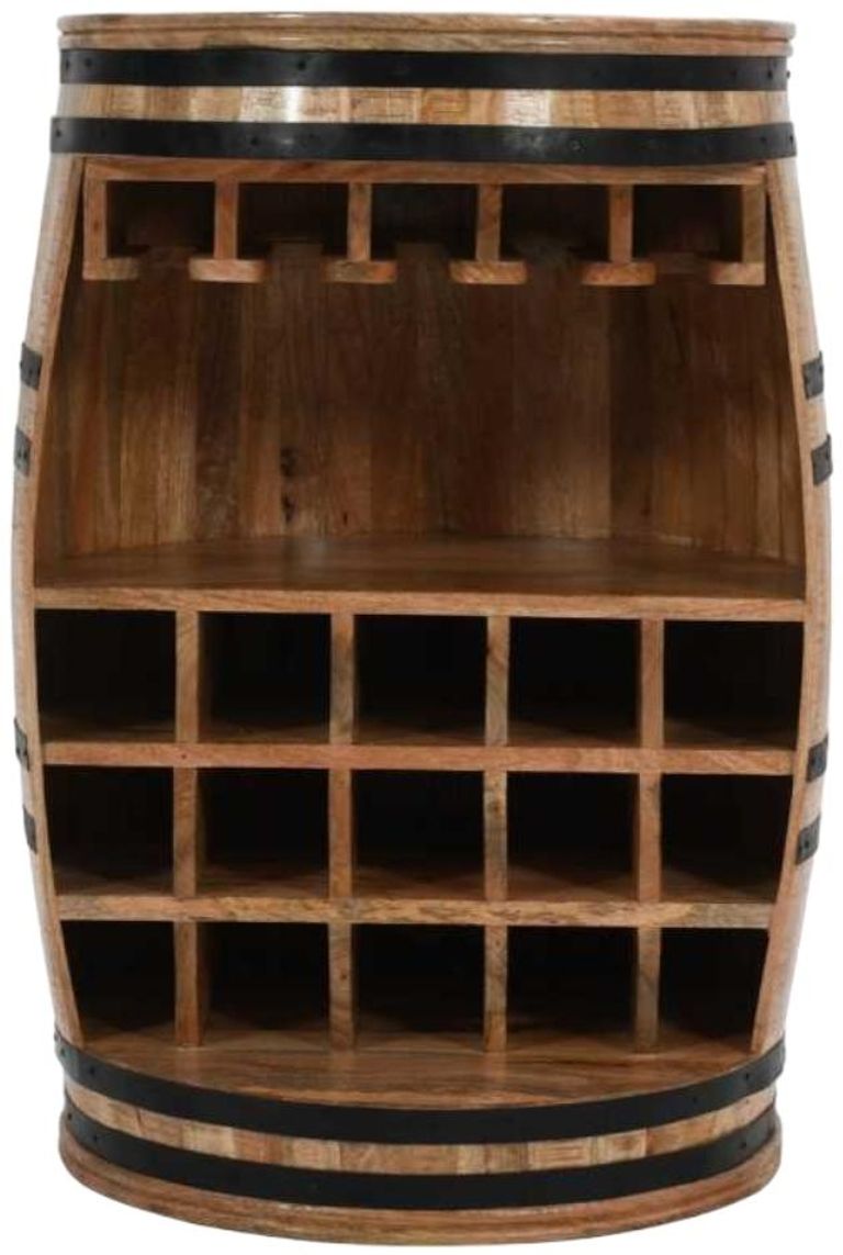Dispur Solid Mango Wood Barrel Wine Cabinet