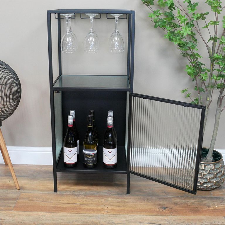 Wine Cabinet - Black Metal - 1 Door