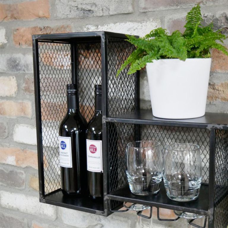 Wine Cabinet - Black Metal