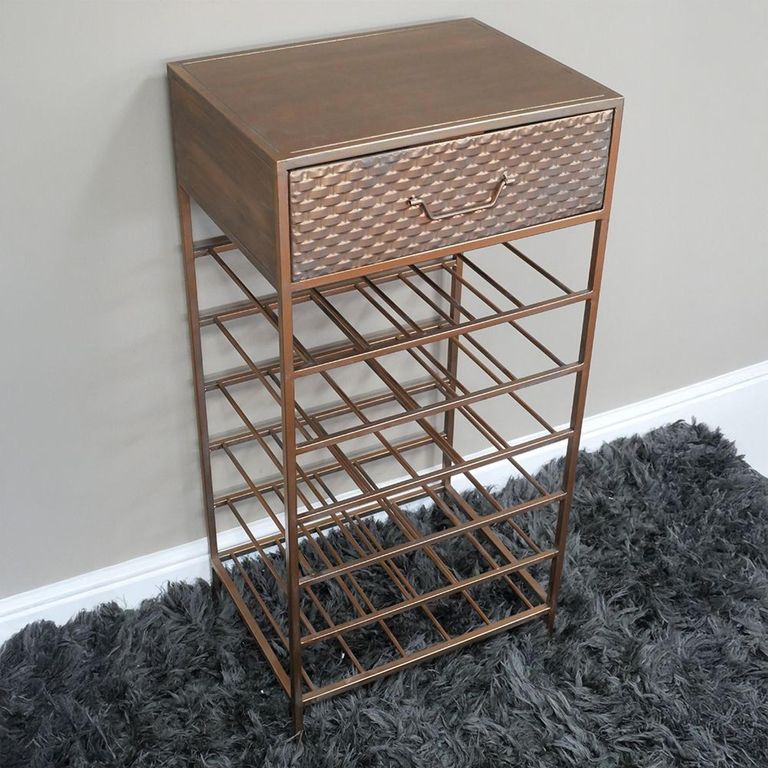 Bar Cabinet - Copper Metal - 1 Drawer