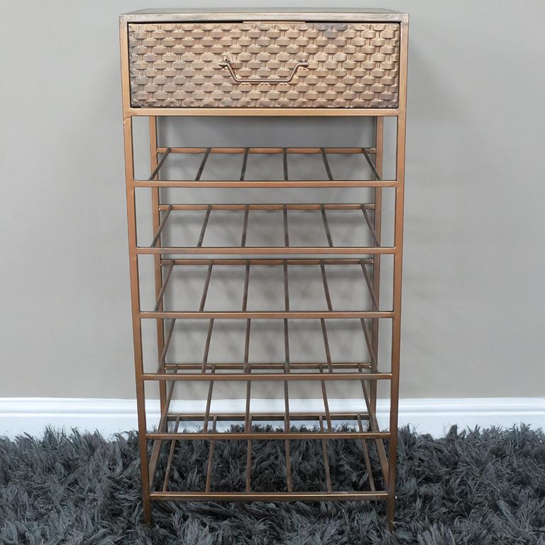 Bar Cabinet - Copper Metal - 1 Drawer