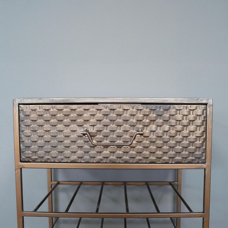 Bar Cabinet - Copper Metal - 1 Drawer