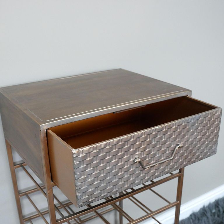 Bar Cabinet - Copper Metal - 1 Drawer