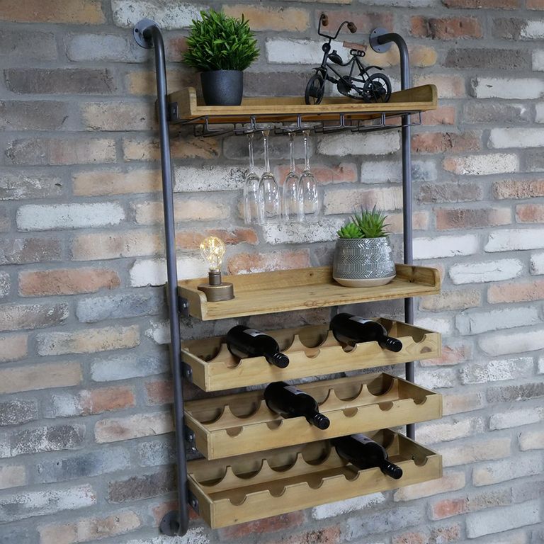 Wine Rack - Fir Wood and Metal