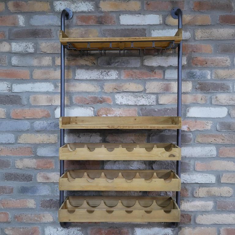 Wine Rack - Fir Wood and Metal