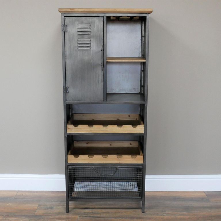 Wine Cabinet - Fir Wood and Metal