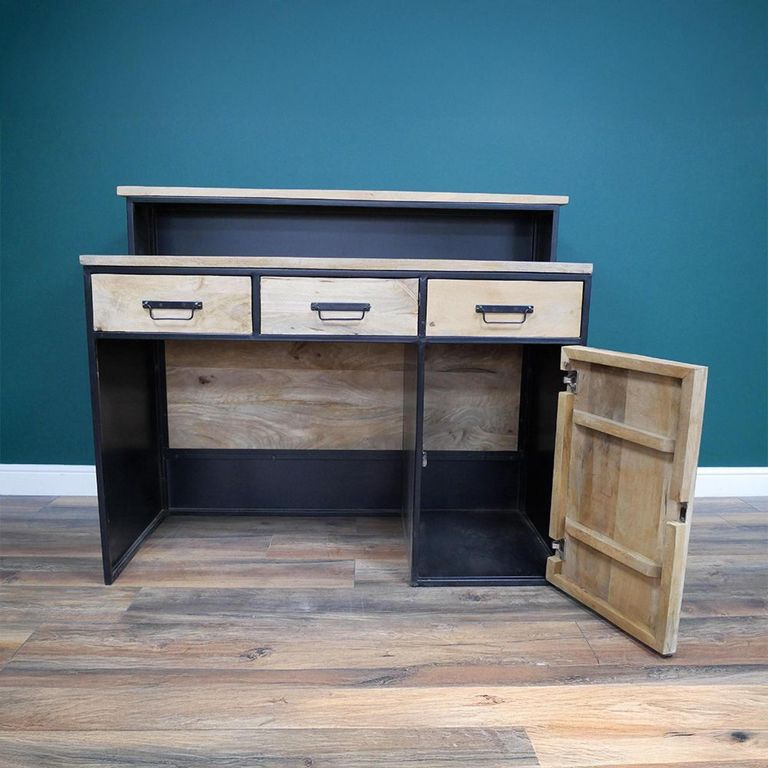 Bar Counter - Mango Wood - 1 Door - 3 Drawer