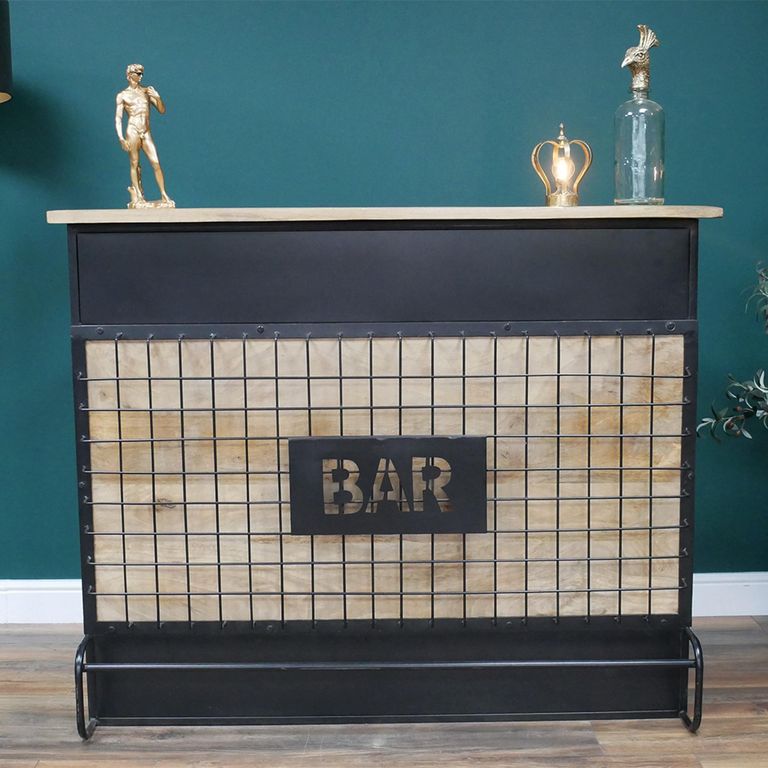 Bar Counter - Mango Wood - 1 Door - 3 Drawer