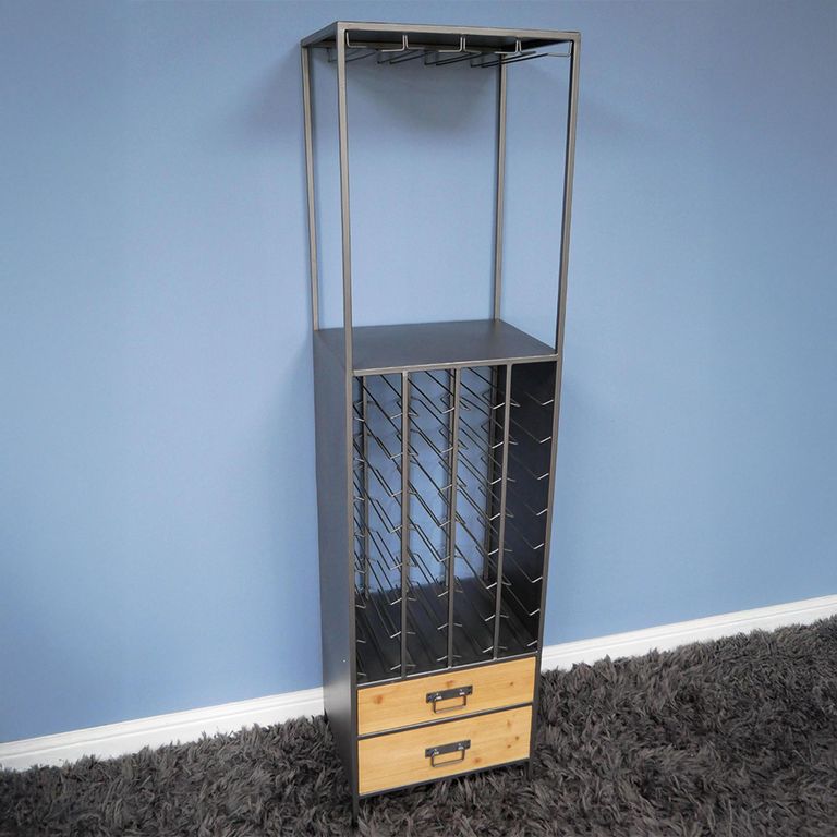 Wine Cabinet - Metal - 2 Drawer - 32 Bottles