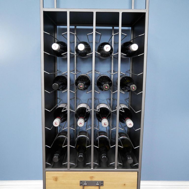 Wine Cabinet - Metal - 2 Drawer - 32 Bottles