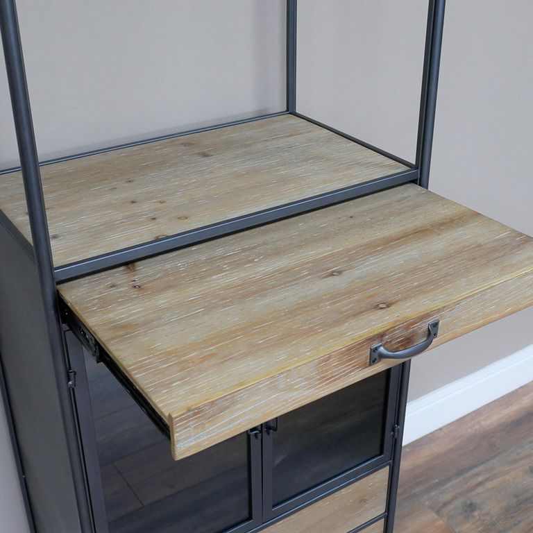 Wine Cabinet - Wood and Metal - 2 Door - 2 Drawer