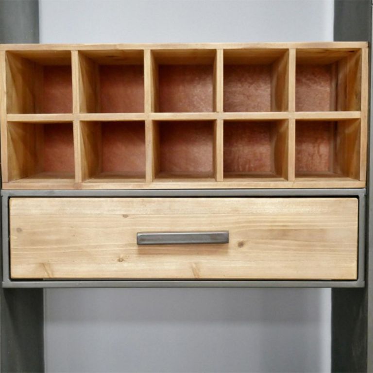 Wine Cabinet - Wood and Metal - Tall - with Wheels