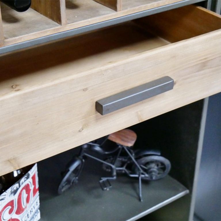 Wine Cabinet - Wood and Metal - Tall - with Wheels