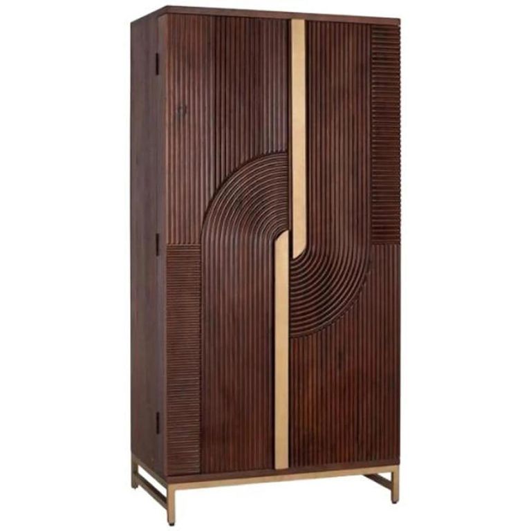 Flora Tall Bar Cabinet - 2 Door - Dark - Mango Wood