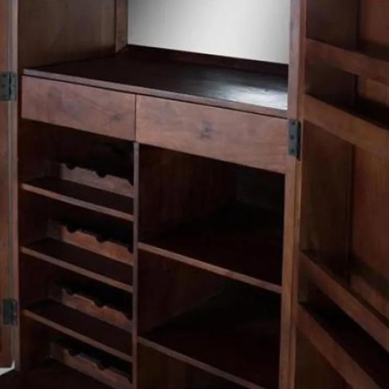 Flora Tall Bar Cabinet - 2 Door - Dark - Mango Wood