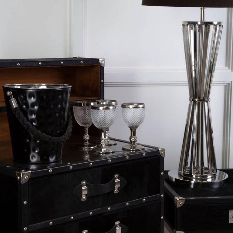 Kensington Townhouse Wine Cabinet - 2 Door - Black Leather