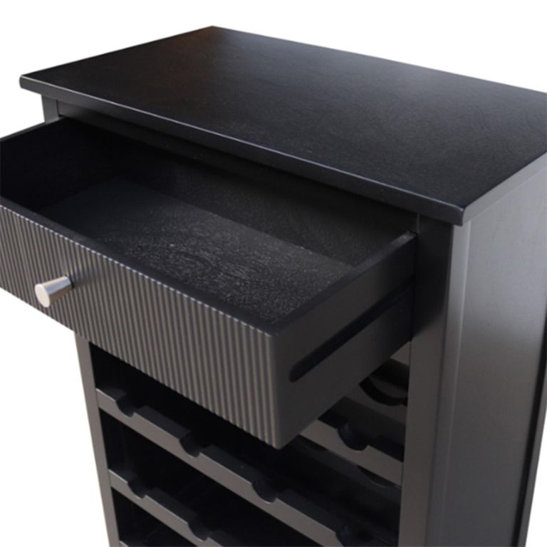 Lindon Storage Wine Cabinet - 1 Drawer - Black