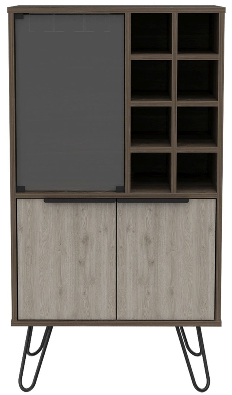 Nevada Grey Oak Effect Wine Cabinet with Hairpin Legs