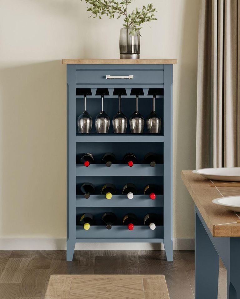 Signature Blue Wine Rack - 4 Shelf
