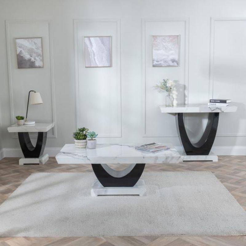 Humz Madrid White Marble and Black High Gloss