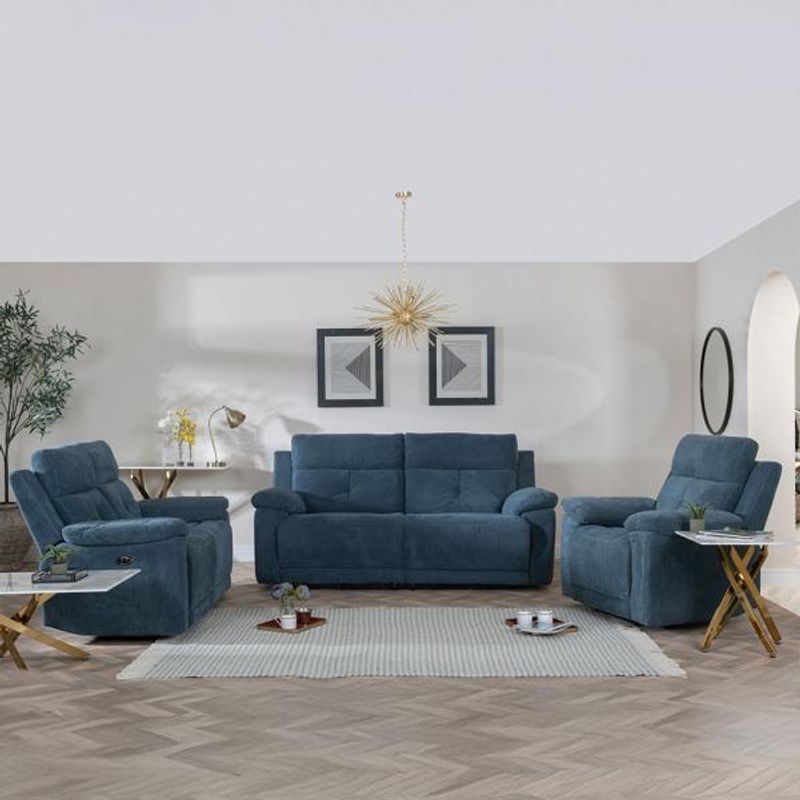 Humz Augusta Blue Fabric Sofa