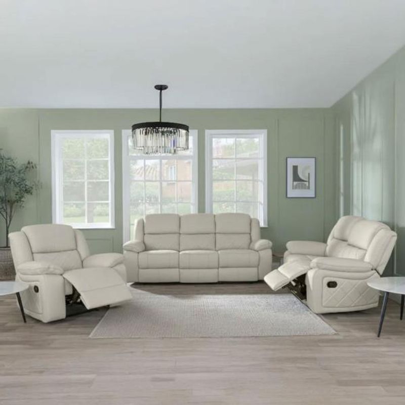 Urban Deco Bentley Cream Leather Sofa