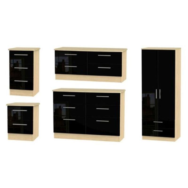 Knightsbridge High Gloss Black and Light Oak