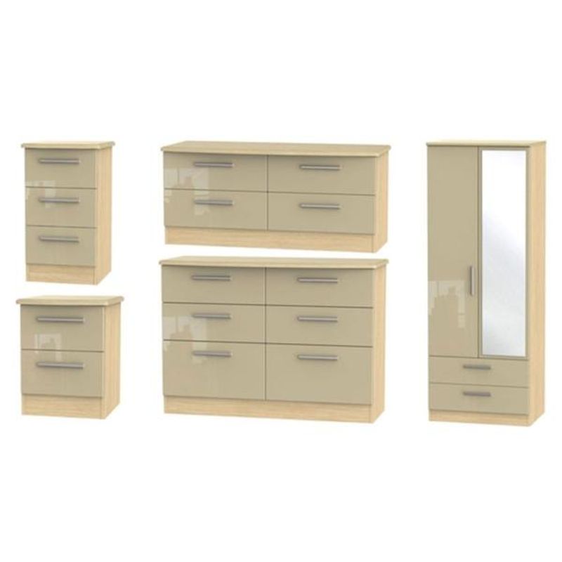 Knightsbridge High Gloss Mushroom and Light Oak