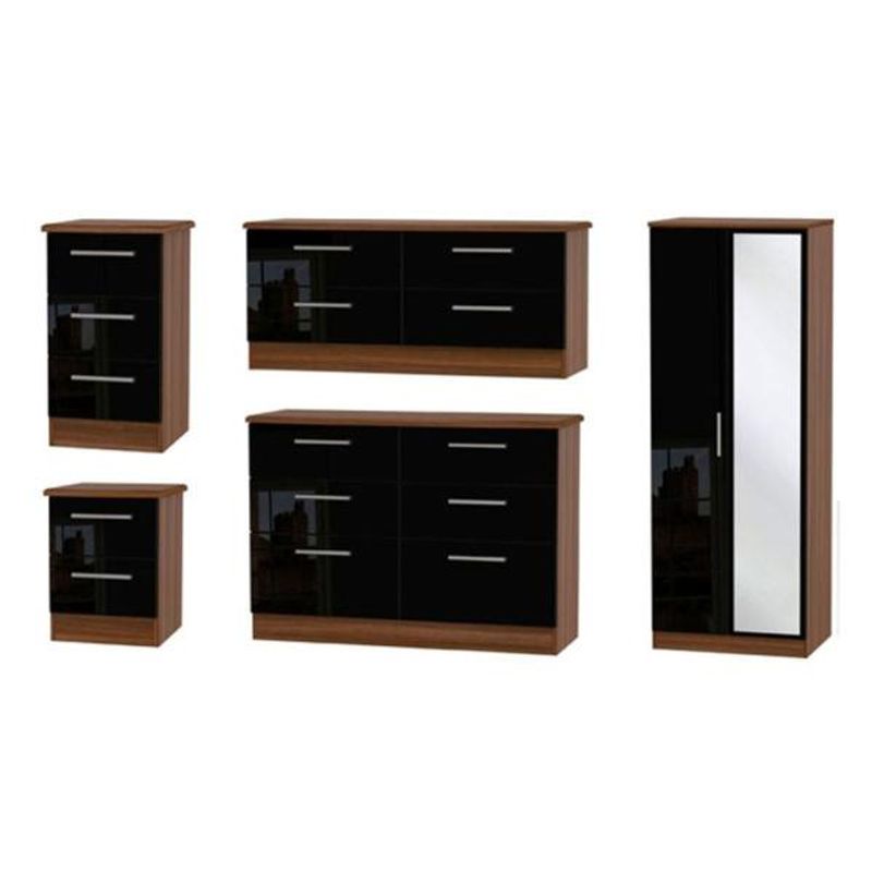 Knightsbridge High Gloss Black and Noche Walnut