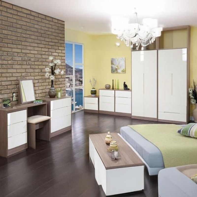 Monaco High Gloss Cream and Toronto Walnut