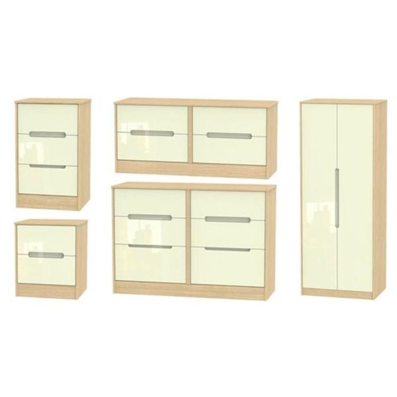 Monaco High Gloss Cream and Light Oak