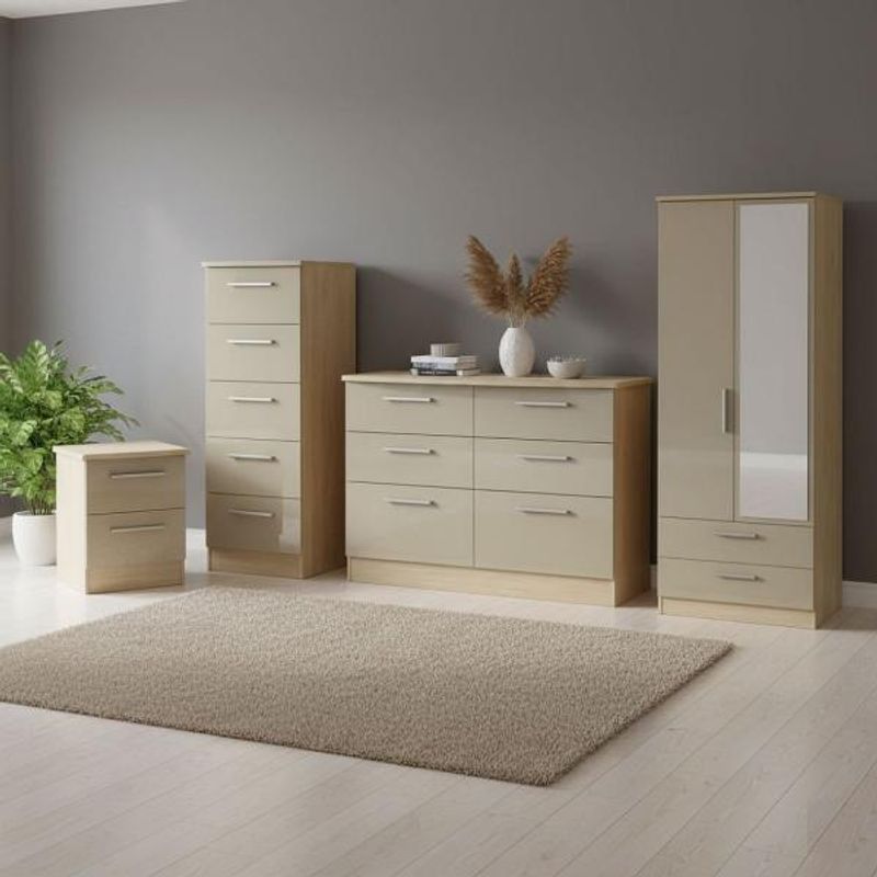 Knightsbridge High Gloss Mushroom and Light Oak