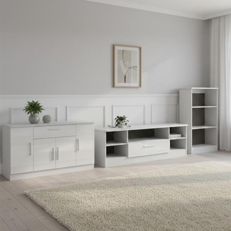 Knightsbridge High Gloss White Living