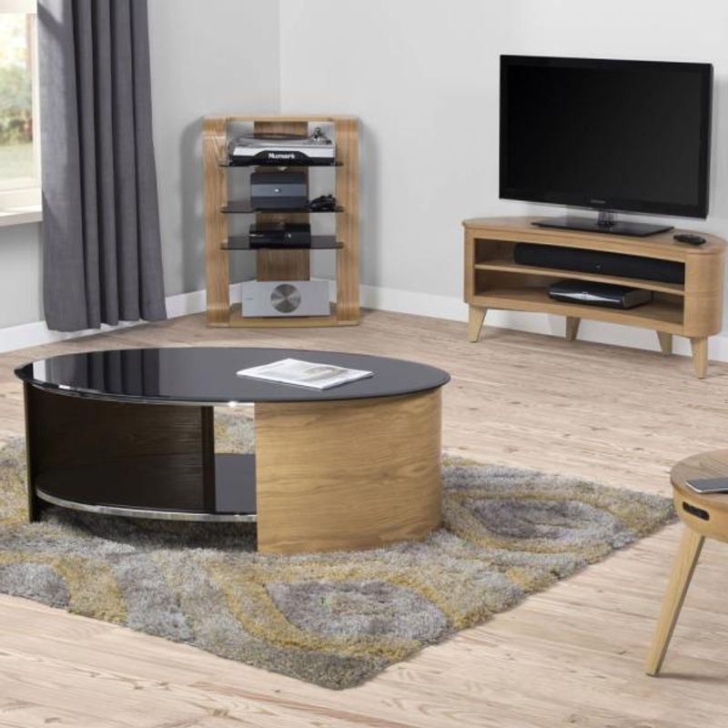 Jual Furnishings Curve Oak and Walnut Tv Stand Collection