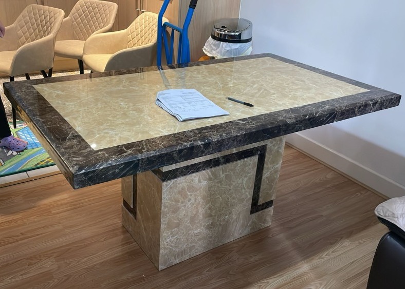 Venice Dining Table - Cream Marble - Sizes Available