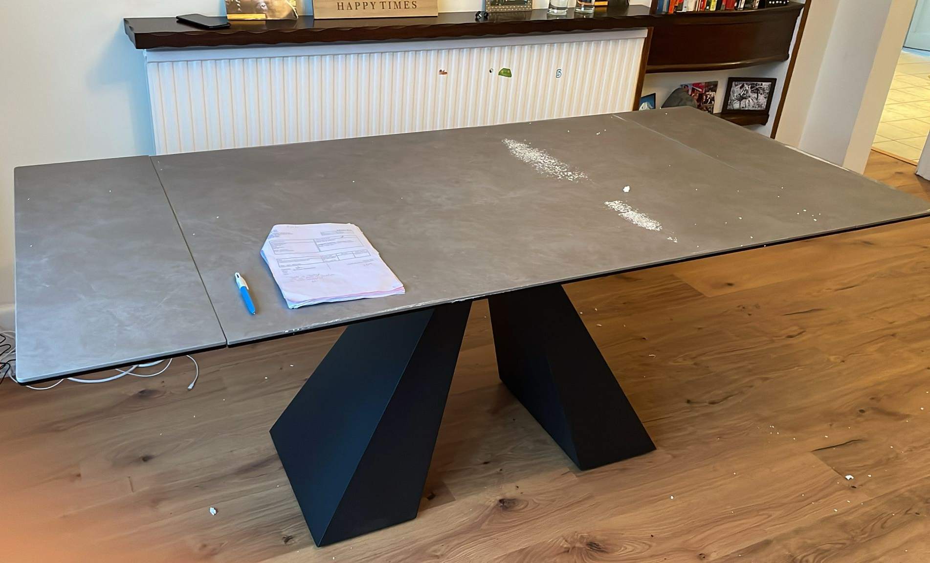 Cassino Dining Table - Extending - 4-8 Seater - 140cm-200cm - Grey Ceramic