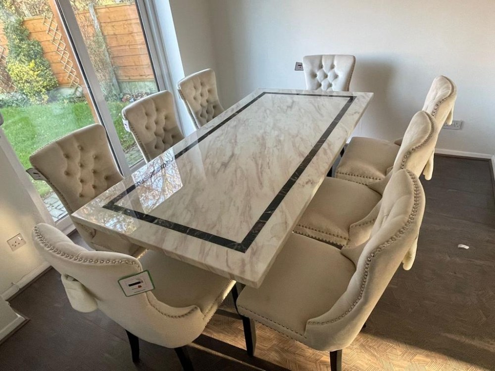 Rome Dining Table - Beige Marble - Sizes Available