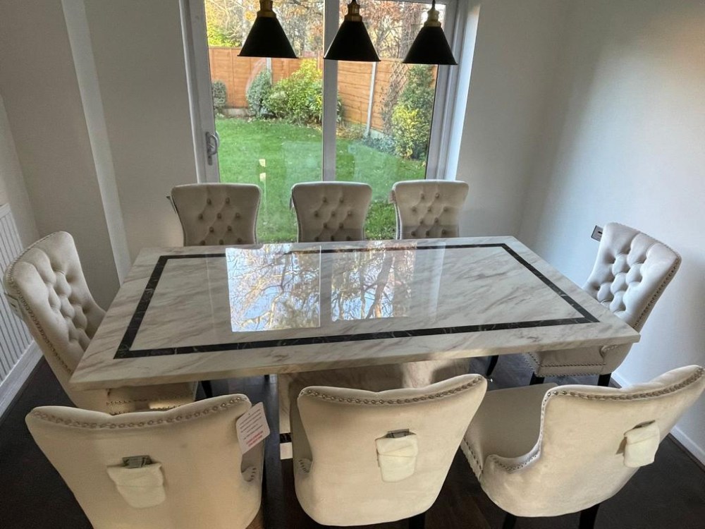 Rome Dining Table - Beige Marble - Sizes Available