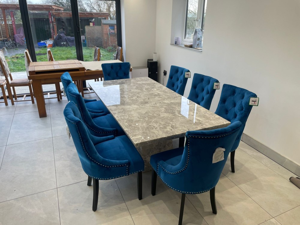 Milan Dining Table - Grey Marble - Sizes Available