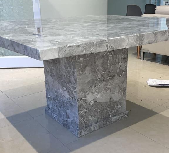 Turin Square Dining Table - 8 Seater - 140cm - Grey Marble