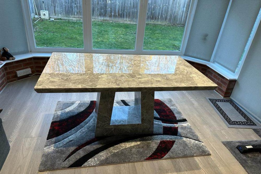 Milan Dining Table - Grey Marble - Sizes Available