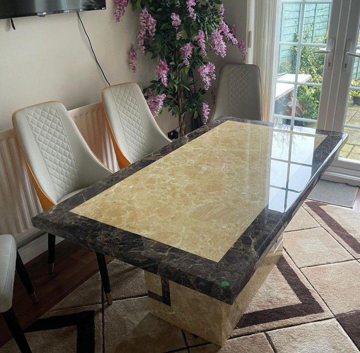 Venice Dining Table - Cream Marble - Sizes Available